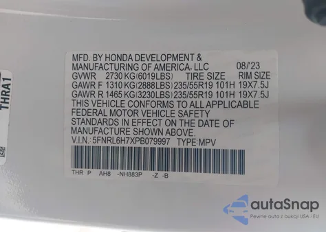 2023 Honda Odyssey Sport from USA, damaged, VIN 5FNRL6H7XPB079997
